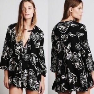 Free People Floral Keyhole Tunic